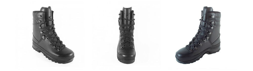 LOWA Combat Boots In Black From 3 Angles